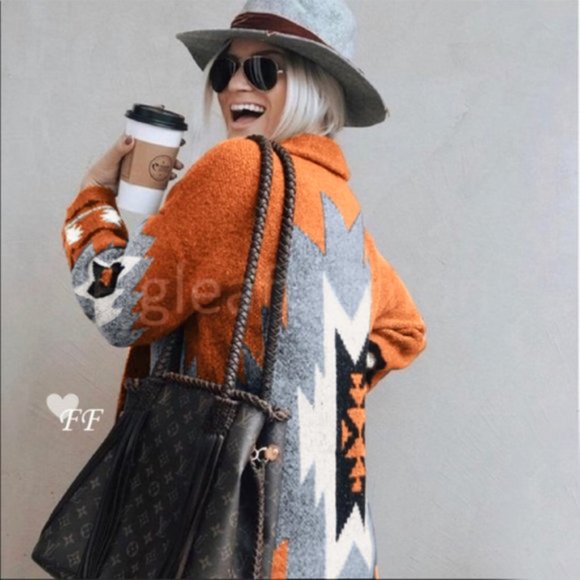 New Tribal Boho Aztec Western Cardigan Sweater - Picture 2 of 11